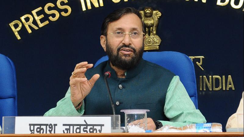 The Union Minister for Human Resource Development, Shri Prakash Javadekar addressing the press conference on the 64th meeting of the Central Advisory Board of Education (CABE), in New Delhi on October 25, 2016. (Photo: PIB)