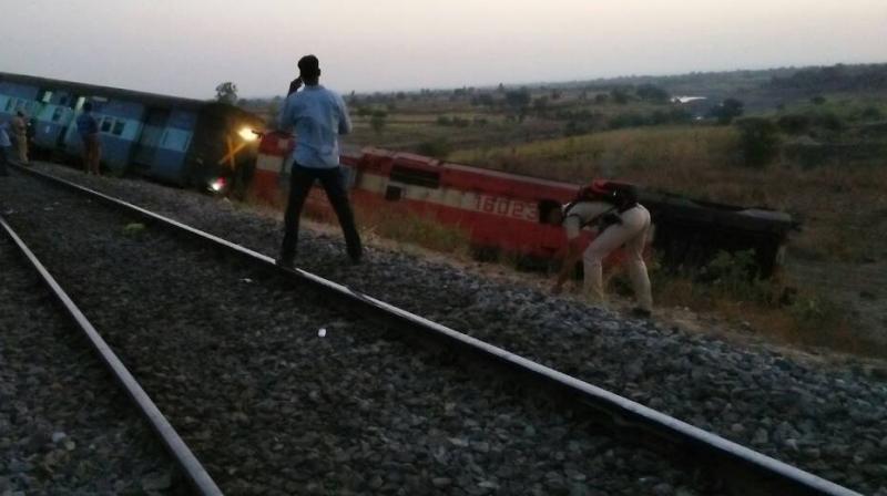 The train derailed between Kalagapur and Bhalki stations in Karnataka on the Parli-Vikarabad section of Secunderabad division at around 1.50 AM today. (Photo: ANI Twitter)