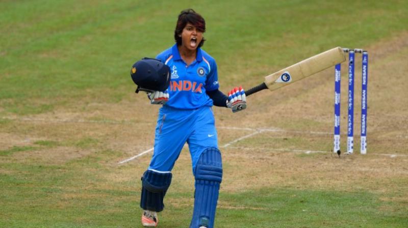 Punam Raut, along with captain Mithali Raj stabilised the India innings after the early set-back. (Photo: ICC)