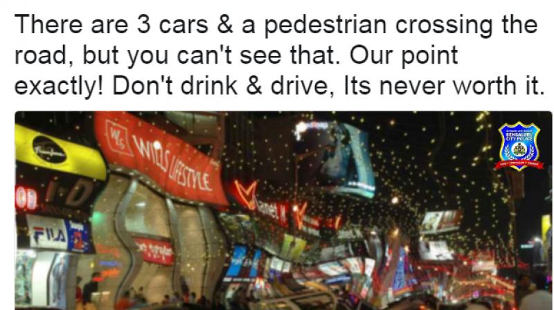 The twitter account has appropriate pictures and words that emphasize the importance of safety. (Photo: Twitter/BengaluruCityPolice)