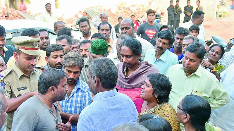 RDO K. Chandrakala visits Old Marredpally area to speak to the locals on 2BHK scheme on Tuesday (Photo: DC)