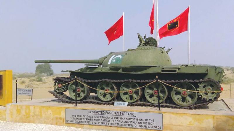 The T-59 Tank, one among the 37 Pakistani tanks destroyed in the night of December 4 / 5, 1971, Longewala Battle, by the 23rd Punjab regiment and IAF, on display at the site museum.