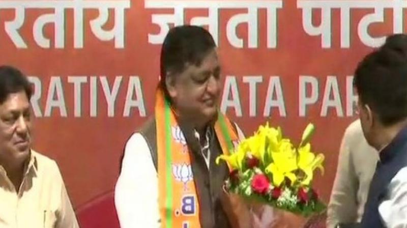 In his initiation ceremony at the BJP headquarters in Delhi on Monday, Naresh Agrawal said he was humiliated by the SP as he lost the Rajya Sabha election ticket to Jaya Bachchan. (Photo: ANI)