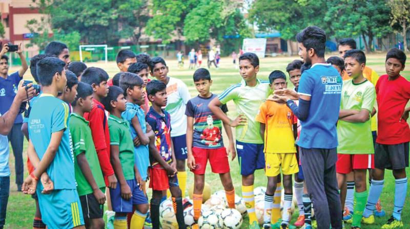 A freestyle football session conducted by Rahul Raja.