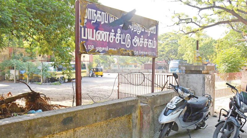 The MTC ticket printing centre in K.K. Nagar which is currently used as an RTO ground. (Photo: DC)