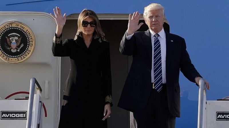 US President Donald Trump with his wife Melania Trump lands in Rome in the fourth leg of their first foreign visit. (Photo: AP)