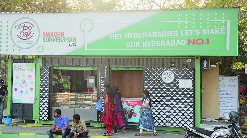 The Loo Cafe which has been set up on the footpath near the Secretariat..