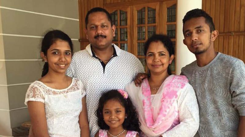 Jayasree Sebastian with her family.