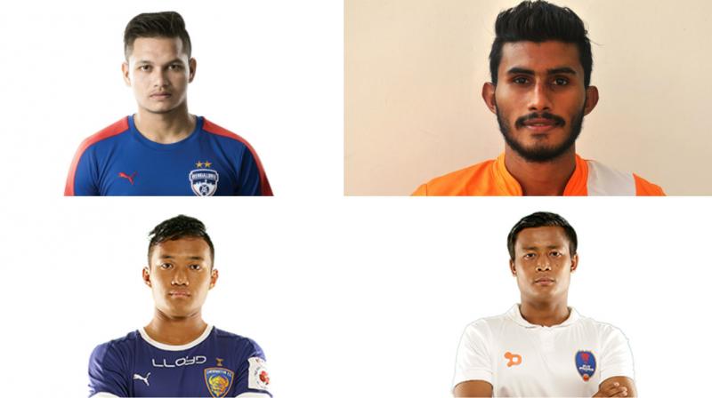Clockwise from top - Nishu Kumar, Subhashish Bose, Milan Singh and Jerry Lalrinzuala. (Photo: Twitter/ISL/Bengaluru FC)