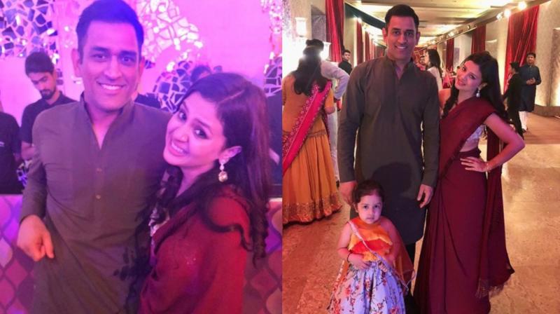 The Dhonis once again stole the show as the trio attended Praful Patels daughter Poorna Patels mehendi ceremony in Mumbai recently. (Photo: Instagram / Sakshi Dhoni)