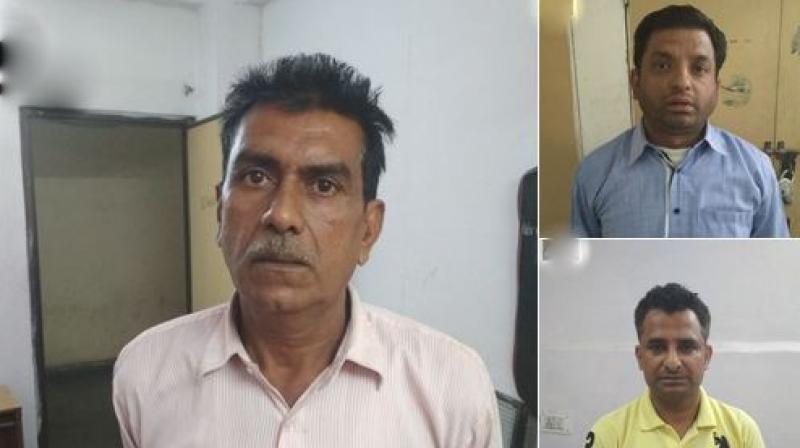Centre superintendent Rakesh, clerk Amit and peon Ashok of DAV School in Himachal Pradeshs Una district were arrested by the Crime Branch. (Photo: ANI | Twitter)