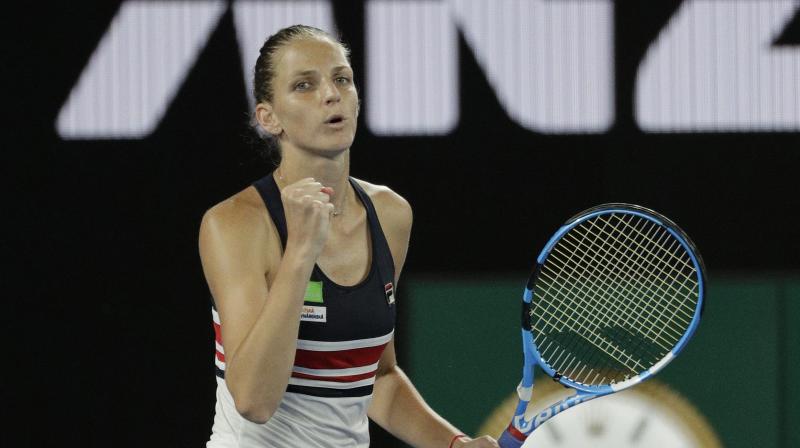 : Karolina Pliskova rallied from a set down to beat fellow Czech and 20th seed Barbora Strycova 6-7 (5/7), 6-3, 6-2 and make the Australian Open quarter-finals on Monday. (Photo: AP)