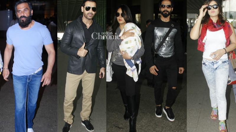 Airport spotting: Shahid-Mira, John, Suniel, Zareen at their delightful best