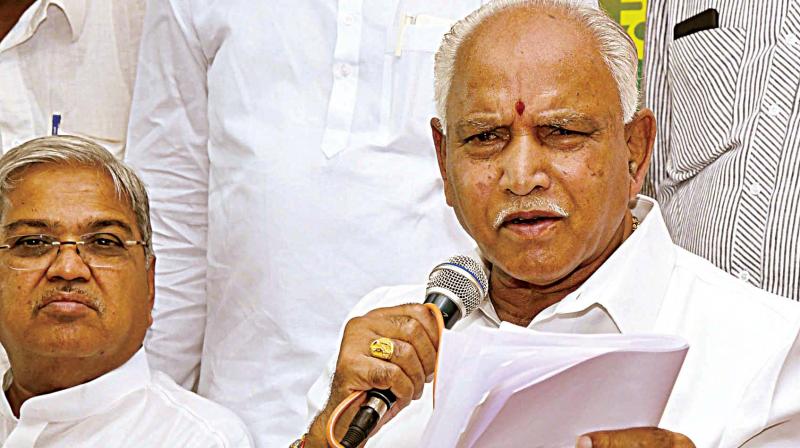 State BJP chief B.S. Yeddyurappa addresses reporters in Kalaburagi on Thursday