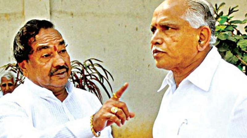 A file photo of veteran BJP leaders K.S. Eshwarappa and B.S. Yeddyurappa