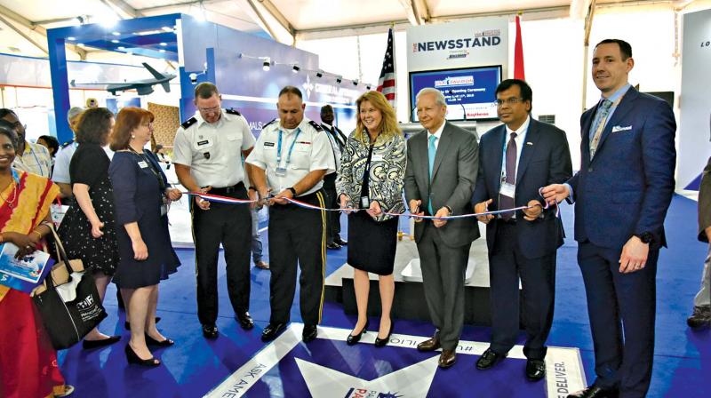 U.S. Ambassador to India Kenneth I. Juster inaugurates the USA Partnership Pavilion at DefExpo 2018 on Wednesday. (Photo: DC)