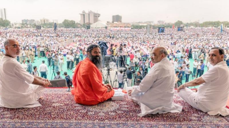 Video: Amit Shah, Baba Ramdev celebrate 3rd Intl Yoga Day in Gujarat