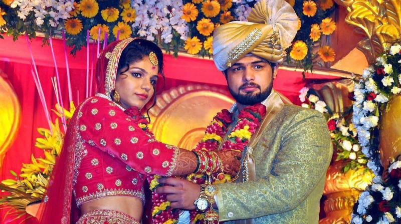 Rio Olympics bronze medallist wrestler Sakshi Malik got married to grappler Satyawart Kadian in a grand wedding ceremony in Rohtak. (Photo: PTI)