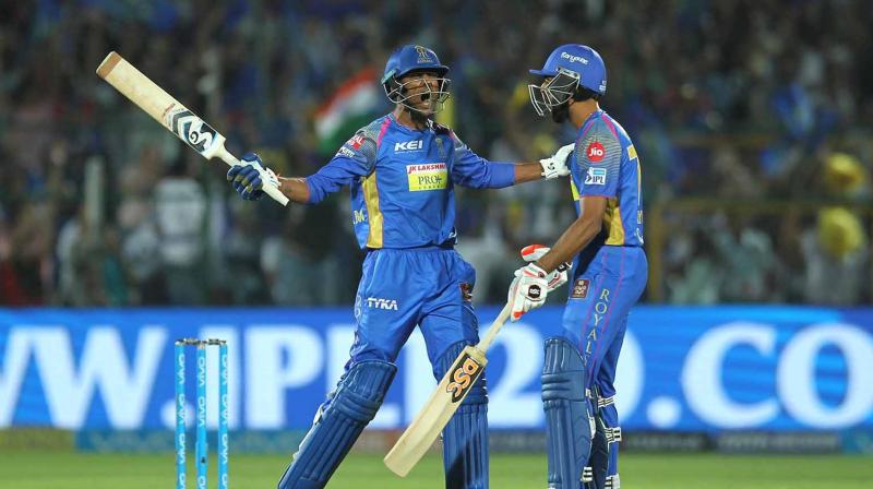 Krishnappa Gowtham (left) played blinder of an innings to seal the win for Rajasthan. (Photo: BCCI)