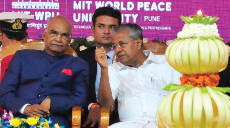 President Ram Nath Kovind and Chief Minister Pinarayi Vijayan during the inauguration of Festival on Democracy at the legislature complex in Thiruvananthapuram on Monday (Photo: A.V. MUZAFAR)