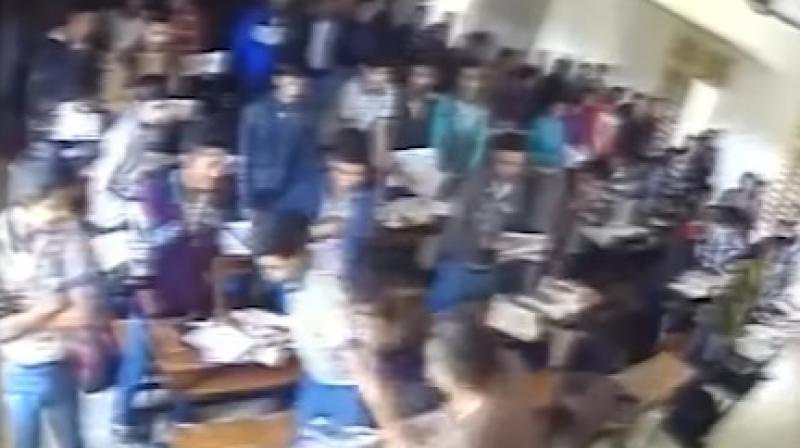 The incident was caught on one of CCTV cameras fixed in the school (Photo: YouTube)