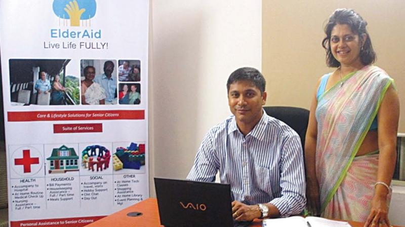 Santosh Abraham, founder of ElderAid Wellness with Dr Vandana Nadig Nair