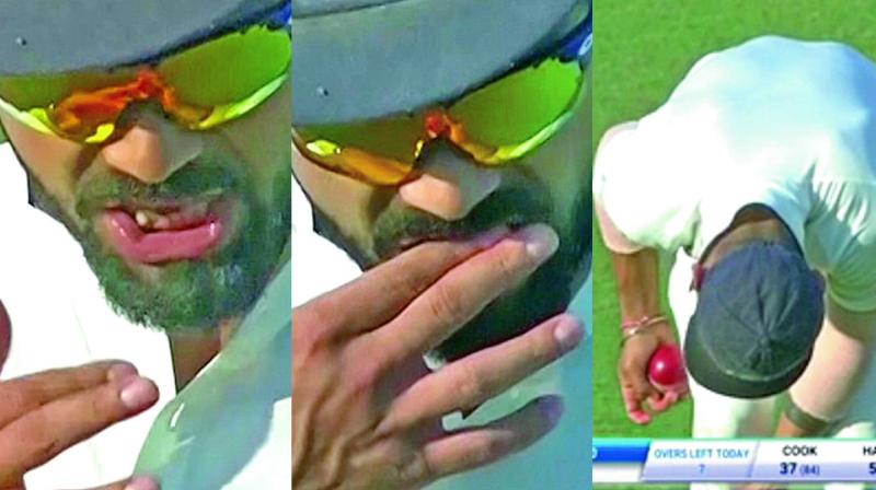 English tabloid Dailymail claims that footage has emerged of Virat Kohli appearing to shine the ball using residue from a sweet during the first Test at Rajkot.