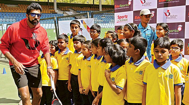 Rohan Bopanna during a promotional event in the city on Tuesday (Photo: SHASHIDHAR. B)