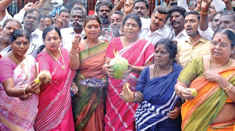 AIADMK leaders celebrating partys victory in Chennai. (Photo: DC)