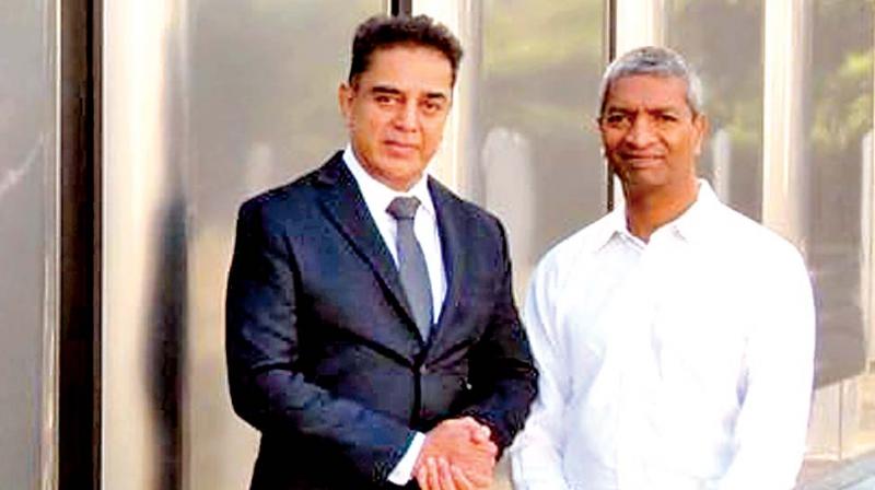 Actor Kamal Haasan with Dr K.R. Sridhar, founder and CEO, Bloom Energy, in Sunnyvale, California.  	DC