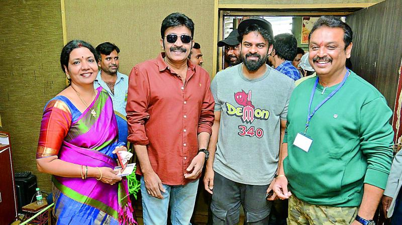 Jeevitha, Rajasekhar and Naresh with Sai Tej.