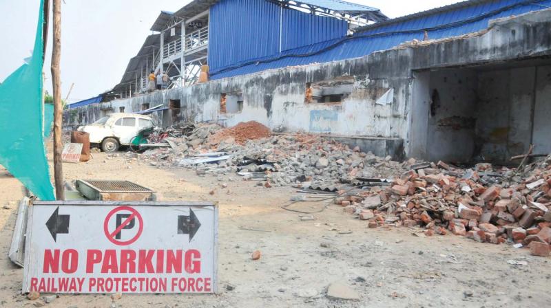 Railways has started demolishing a building to make more space for parking facilities.(DC)