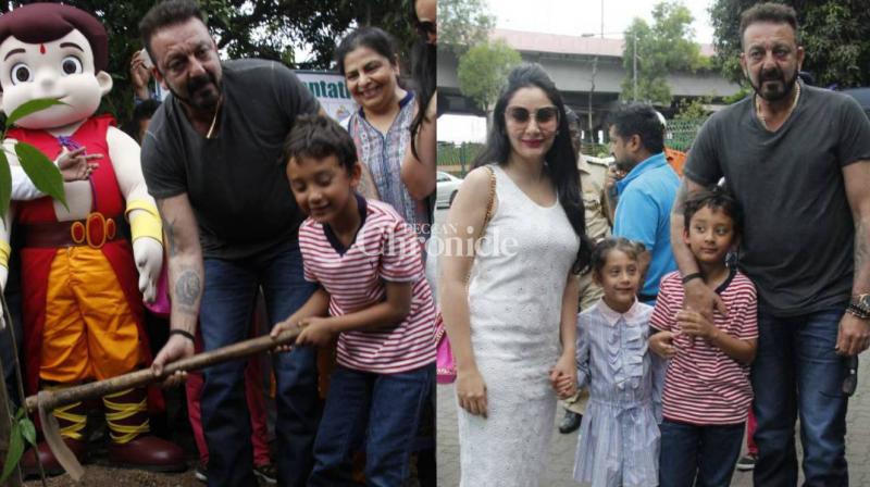 Sanjay Dutt plants trees along his kids Iqra and Shahraan for social cause