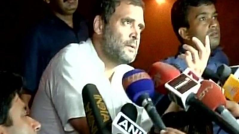 Congress vice president Rahul Gandhi after being released by police. (Photo: ANI Twitter)
