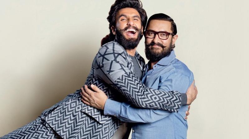 Ranveer Singh and Aamir Khan in a photoshoot.