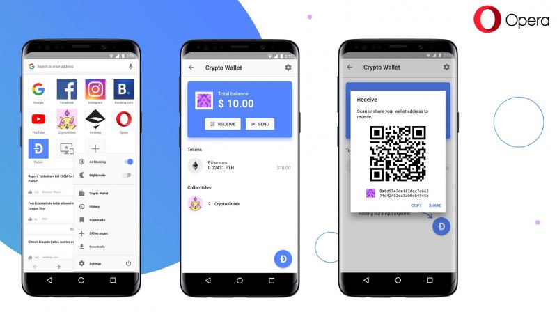 Opera with Crypto Wallet also supports tokens and digital collectibles and automatically presents them to the user.