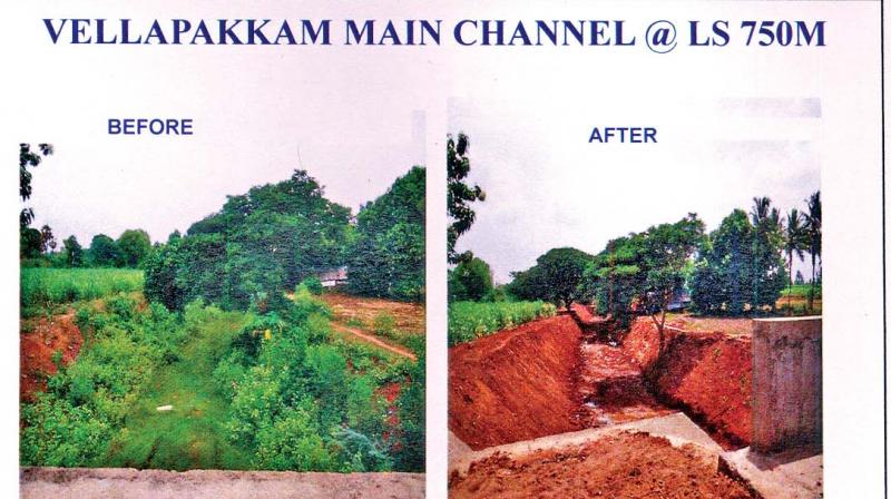 Before and after photo of Vellapakkam main channel. (Photo: DC)