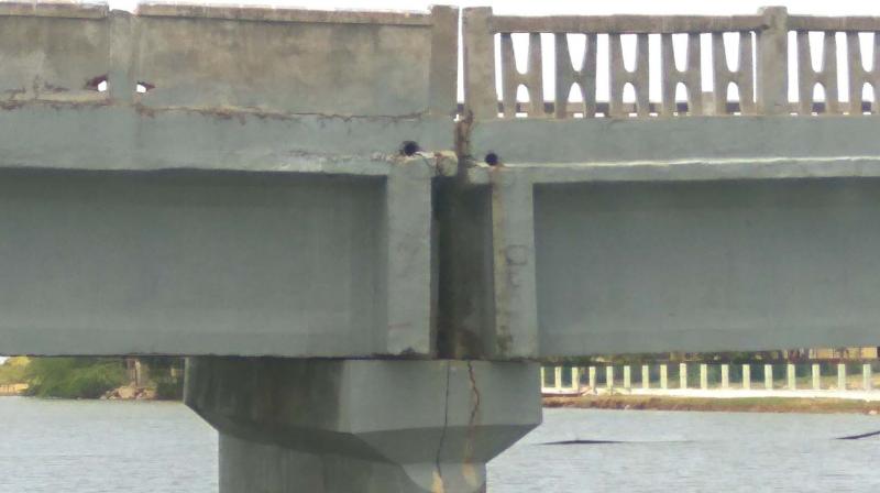 A bridge on East Coast Road,  60 kms from Chennai cries for attention after it got  damaged in  2015 floods. (Photo: DC)