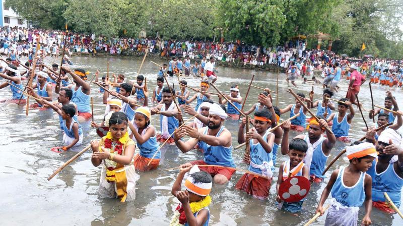 Participants during Oachira Kali on Thursday. (Photo: DC)