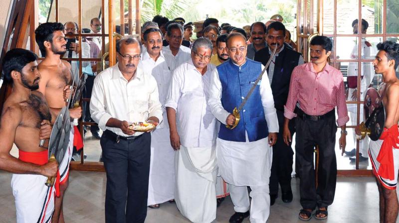 Union minister for youth affairs and sports Vijay Goel arrives to the launch of Kerala State Sports Councils website in Kozhikode on Thursday.  (Photo: DC)