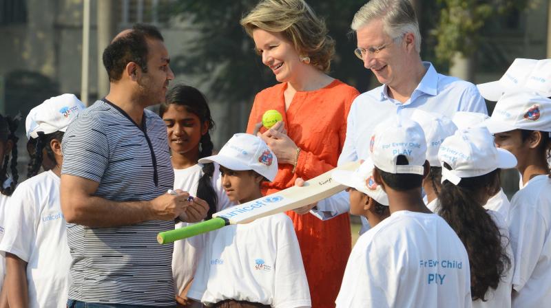 Belgian Royalty and Cricketer Virender Sehwag team up for Child Rights