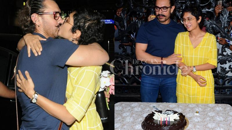Aamir Khan cuts cake as he celebrates his 53rd birthday with wife Kiran
