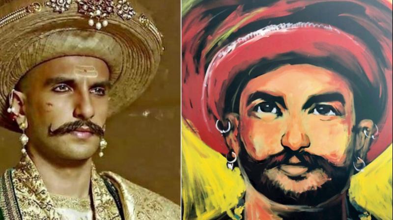 A fan surprised Ranveer Singh with a painting of his Pehswa Bajirao.