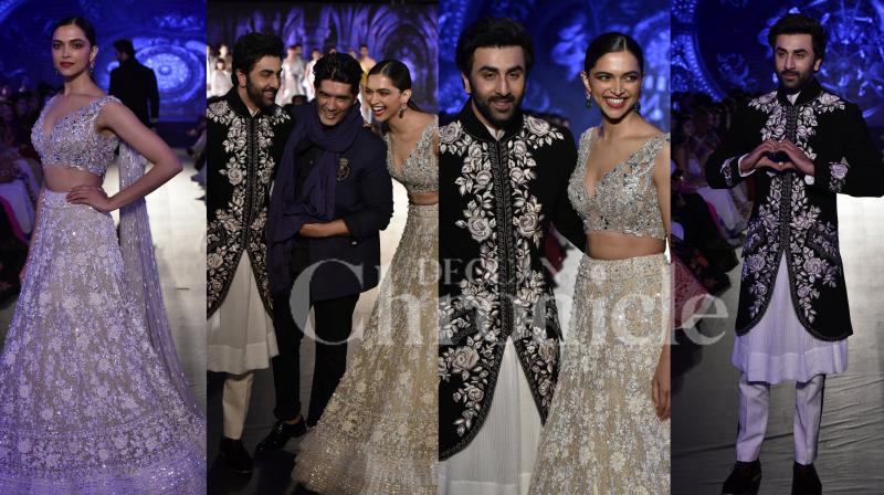 Ranbir Kapoor and Deepika Padukone walked the ramp at Mijwan Fashion Show 2018 on Thursday. Popular fashion designer Manish Malhotra created look for two Bollywood heartthrobs. See exclusive pictures here. (Photos: Viral Bhayani)