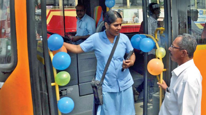 Training College Principal G.R. Kiran said the defensive techniques boost the confidence of women conductors and they are better prepared to deal with unruly passengers if any on the RTC buses. (Representational image)