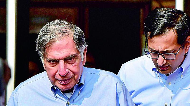 Ratan Tata after meeting finance minister Arun Jaitley on Tuesday. (Photo: AP)