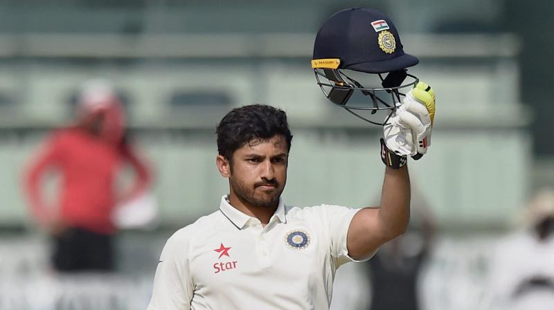 Karun Nair, playing his third Test, having made his debut in this series only at Mohali, smashed 32 fours and four sixes in his historic 303-run innings in Chennai. (Photo: PTI)