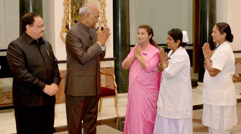 President Ram Nath Kovind also expressed his gratitude towards the entire nursing community for playing a vital role in keeping our country healthy. (Photo: @rashtrapatibhvn/Twitter)