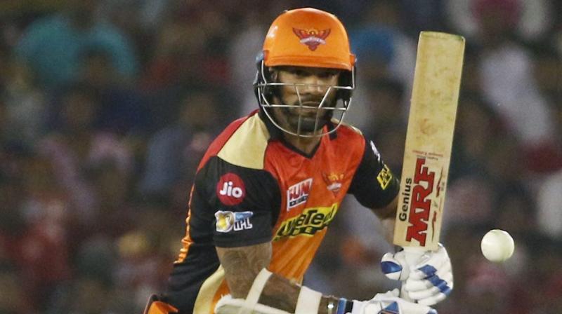 Shikhar Dhawan celebrated his inclusion in Indias Champions Trophy squad with a match-winning fifty for Sunrisers Hyderabad against Mumbai Indians at the Rajiv Gandhi International Stadium in Uppal. (Photo: PTI)