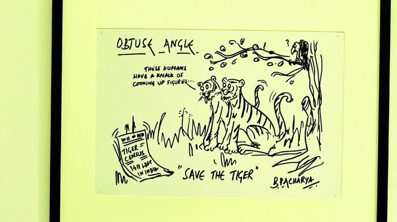 One of Bhibu Prasad Acharyas  cartoons in a series titled Obtuse Angle, that was on  display recently. He has a  collection of about 1,000  cartoons